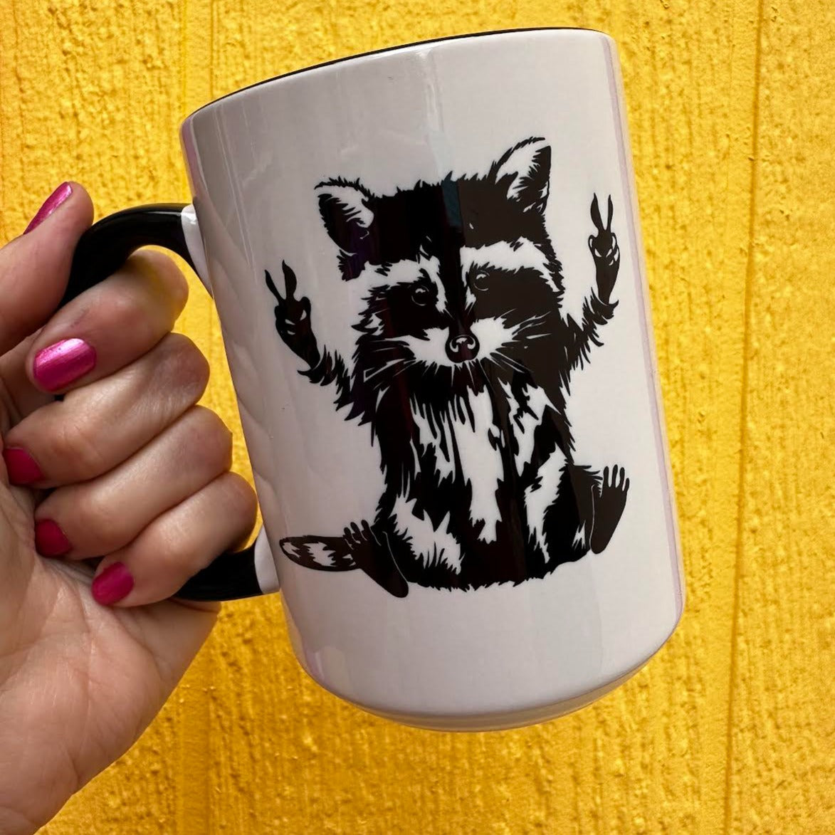 Peace Raccoon Mug 15 oz Mug