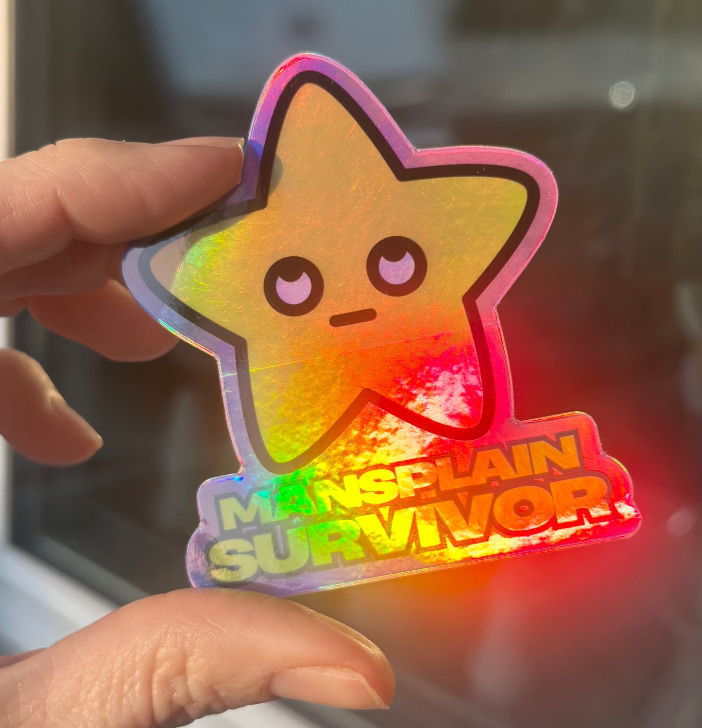 Mansplain Survivor Holographic Sticker