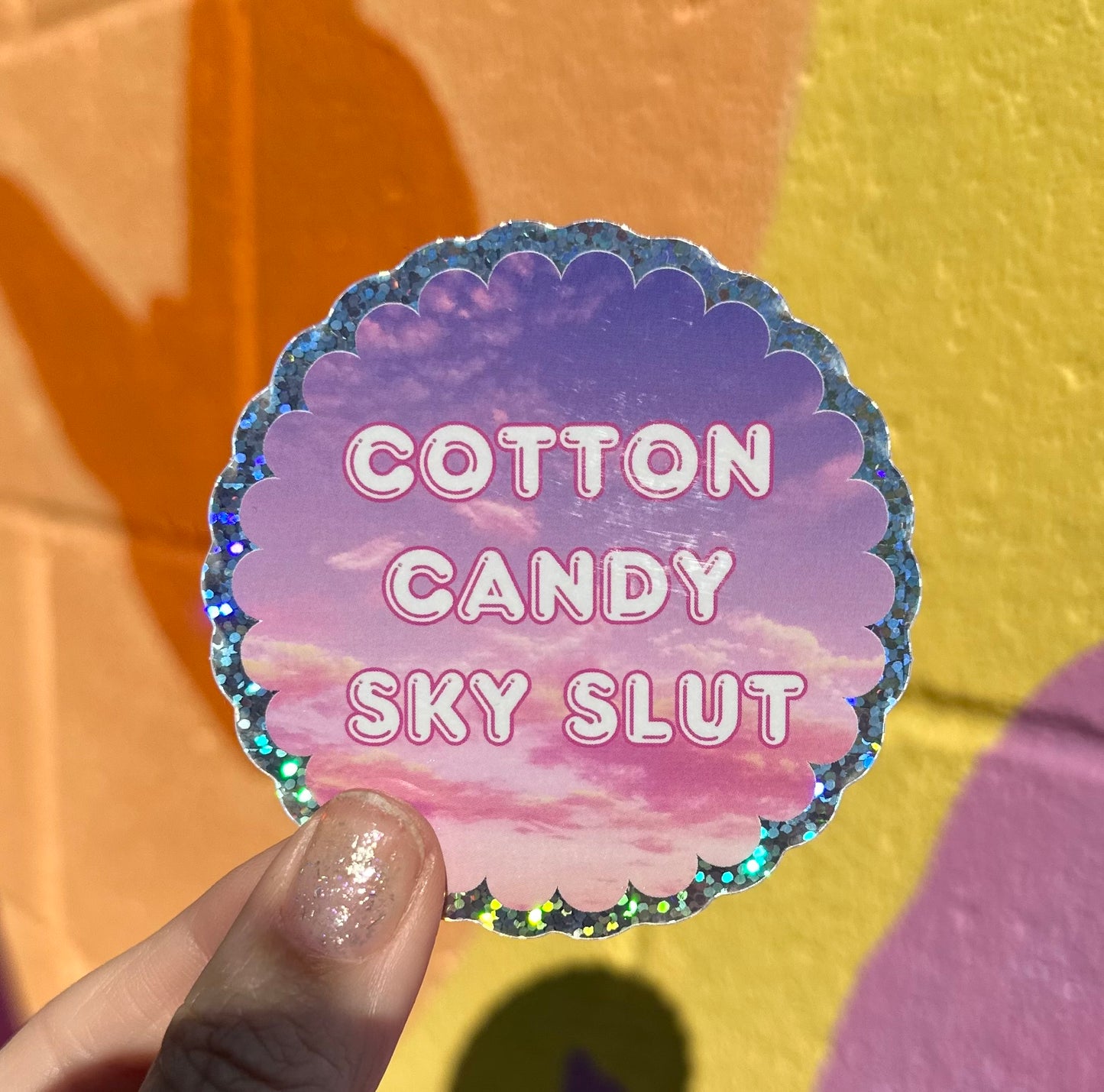 Cotton Candy Sky Slut Glitter Sticker