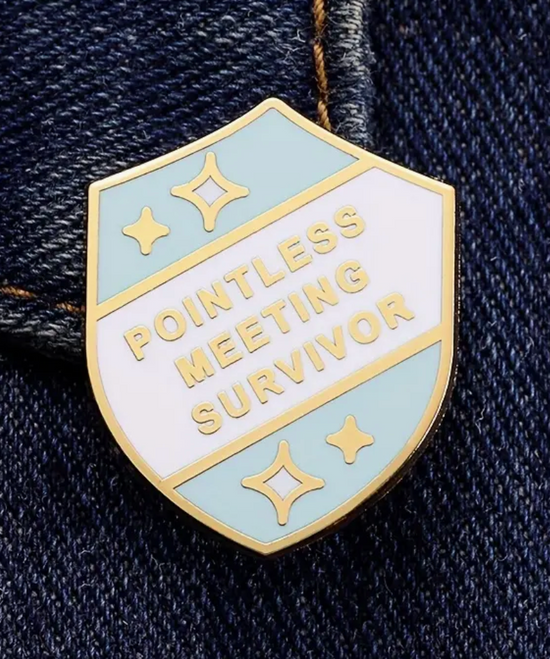 Pointless Meeting Survivor Pin (Blue & Light Pink)