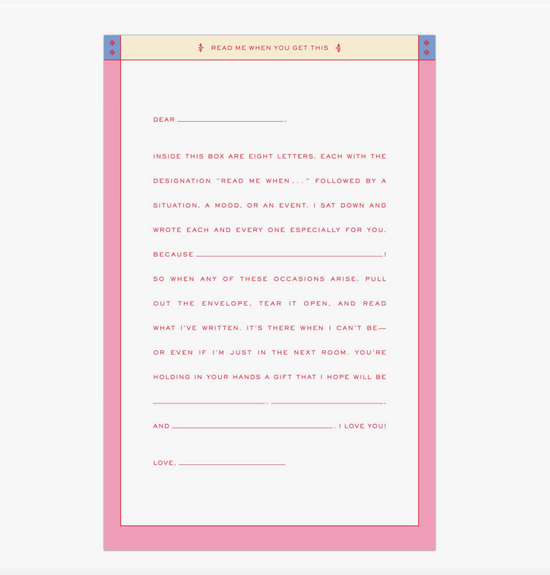 Letters To the Love of My Life "Read Me When" Box Set - 9 Prompted Cards