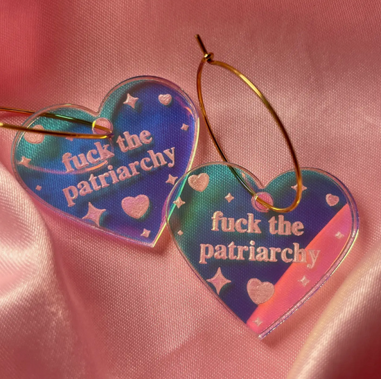 Fuck The Patriarchy Iridescent Hoop Earrings