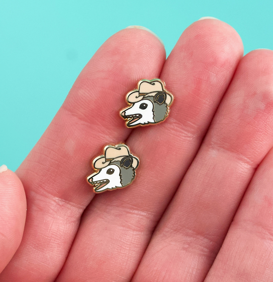 Possum Cowboy Earrings