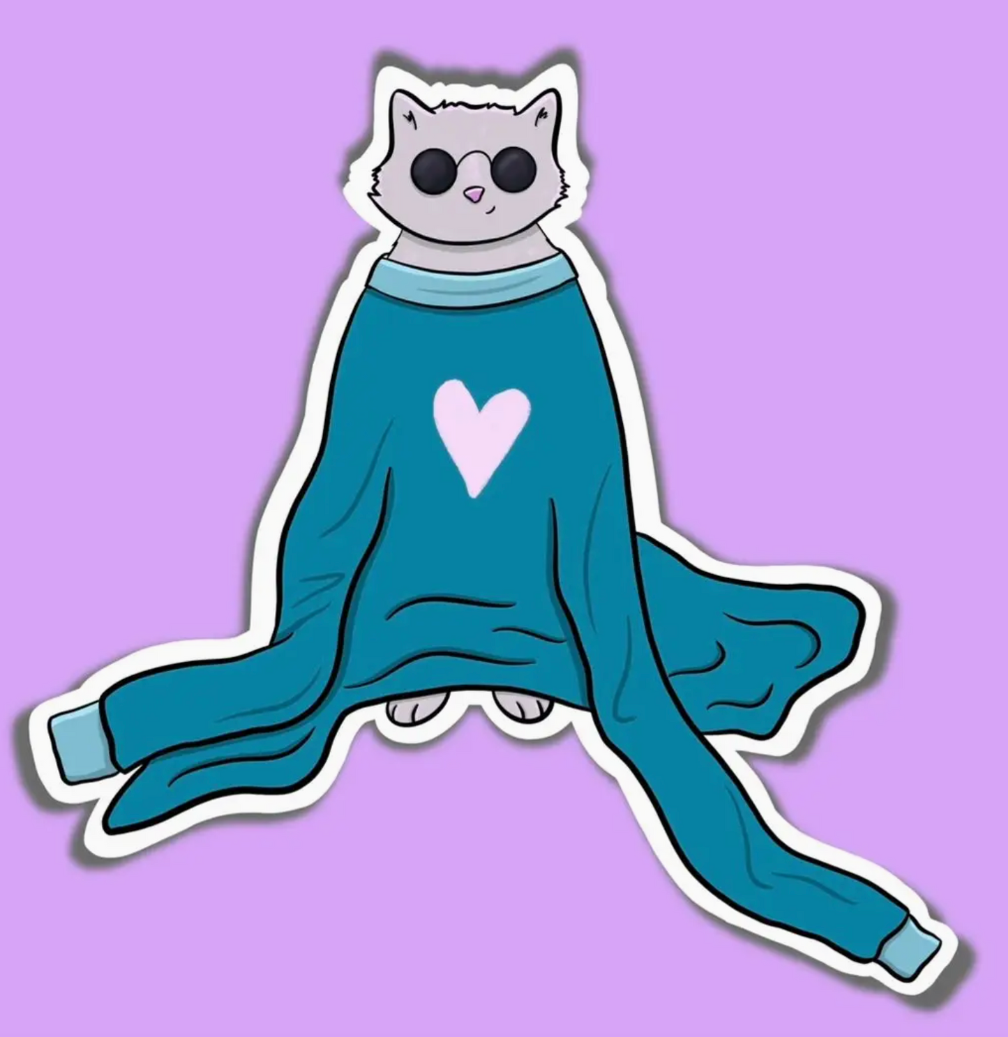 Cat in An Oversized Sweater Sticker