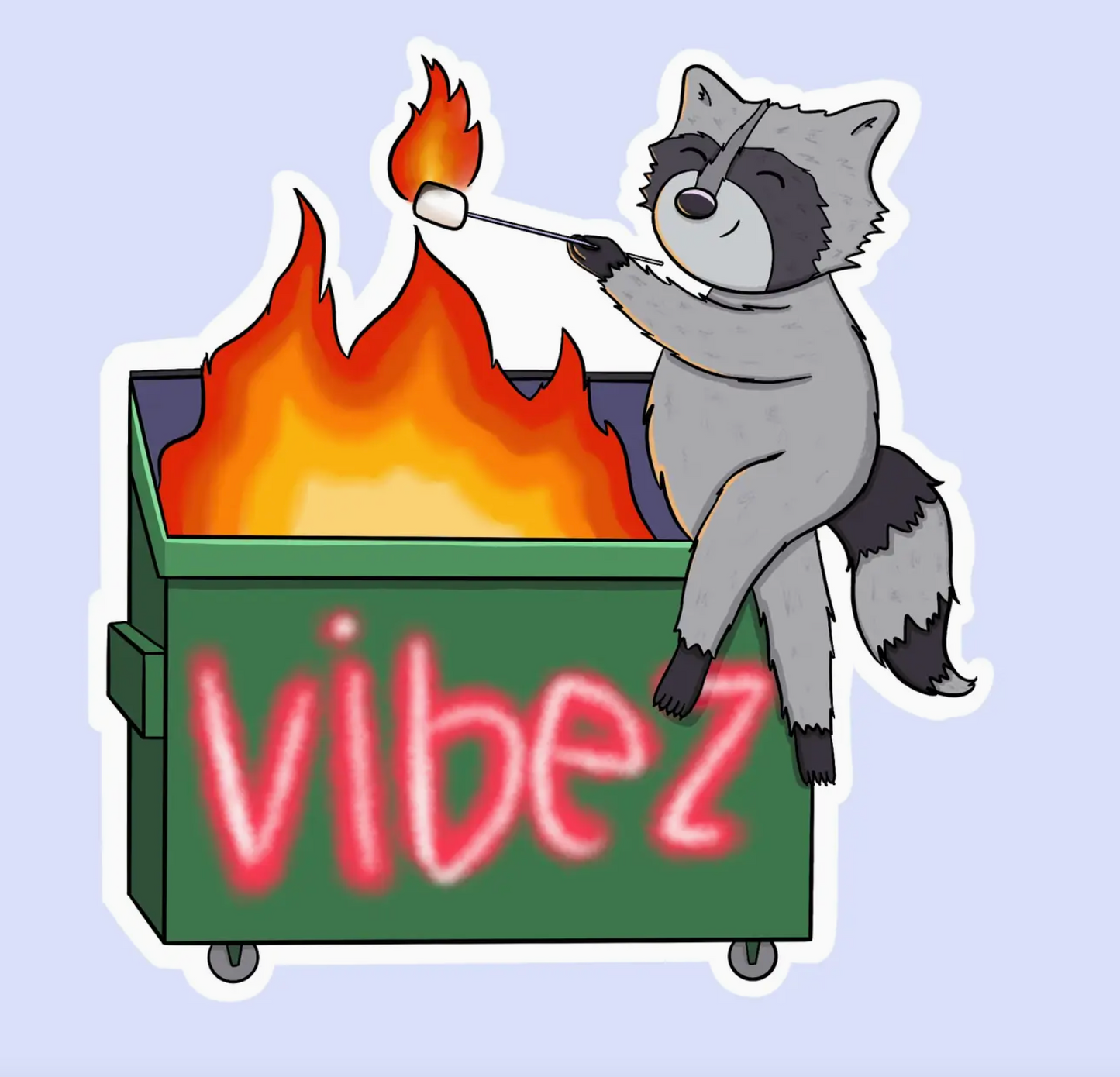 Dumpster Fire Raccoon Sticker
