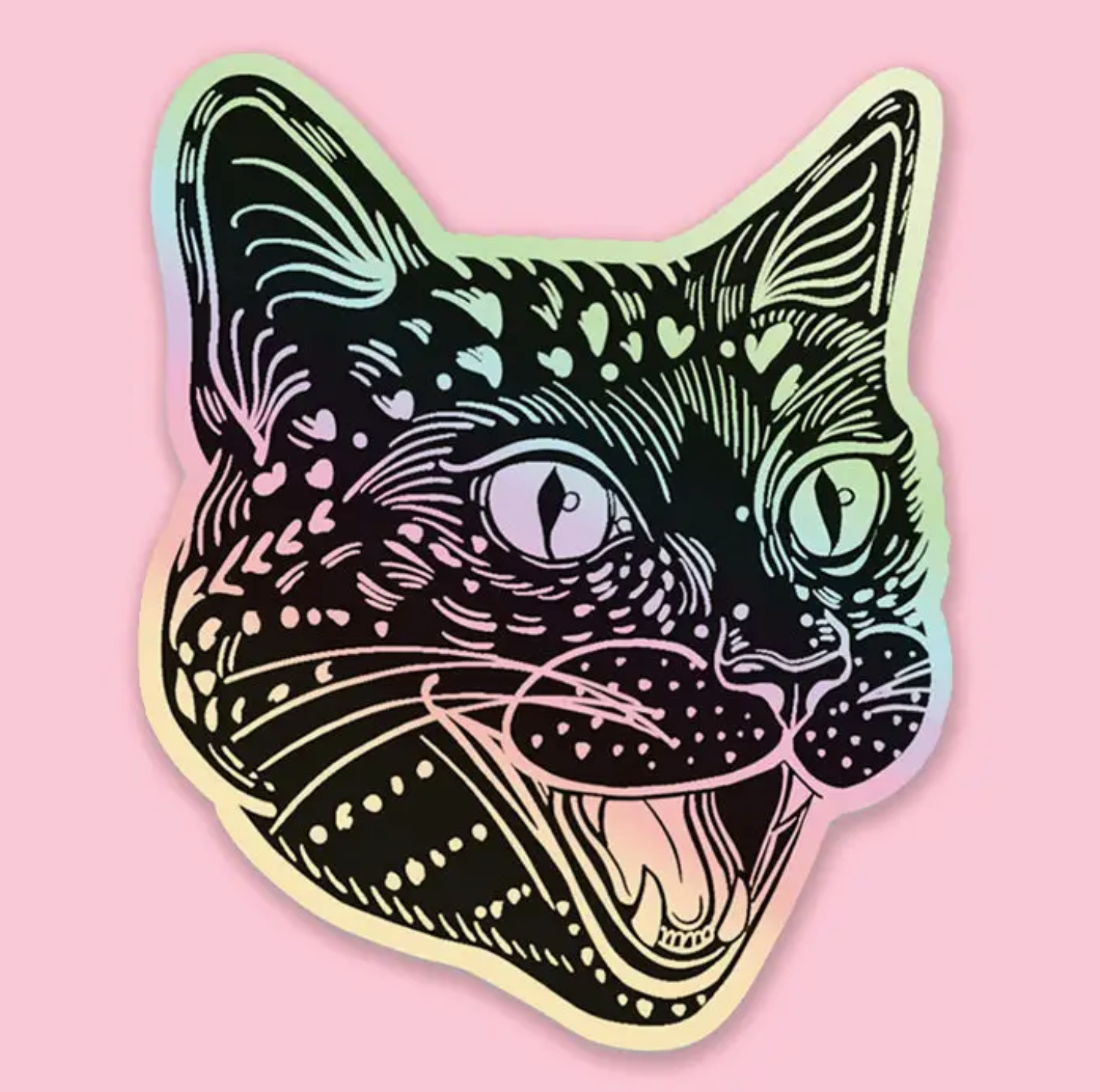 Wild Tabby Cat Holographic Sticker