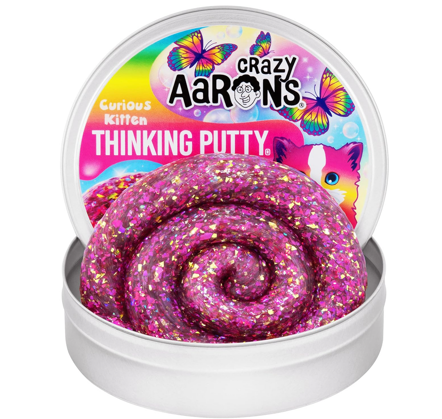 Putty Pets Curious Kitten Thinking Putty 4'' Tin