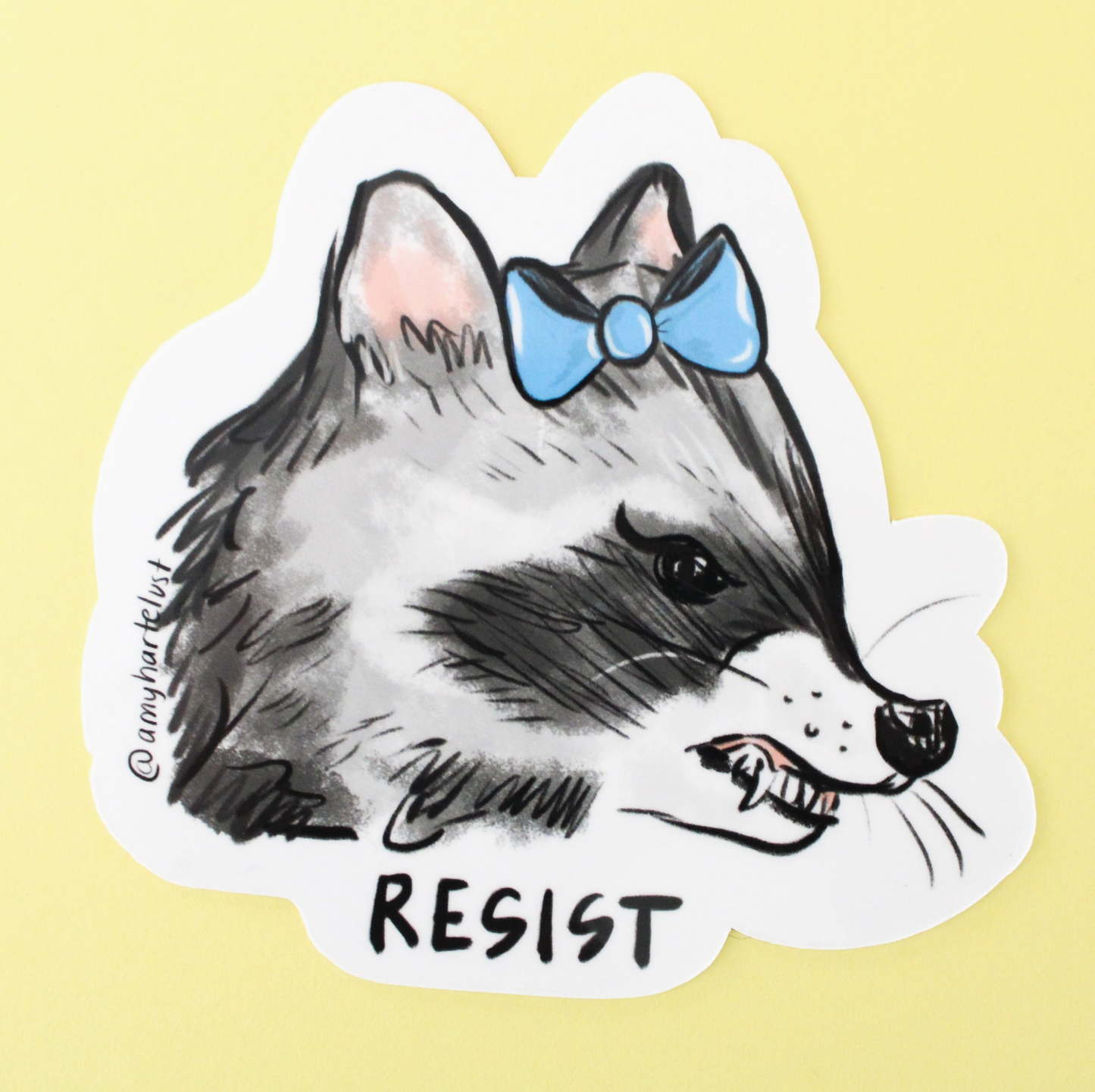Resist Sassy Angry Raccoon Sticker