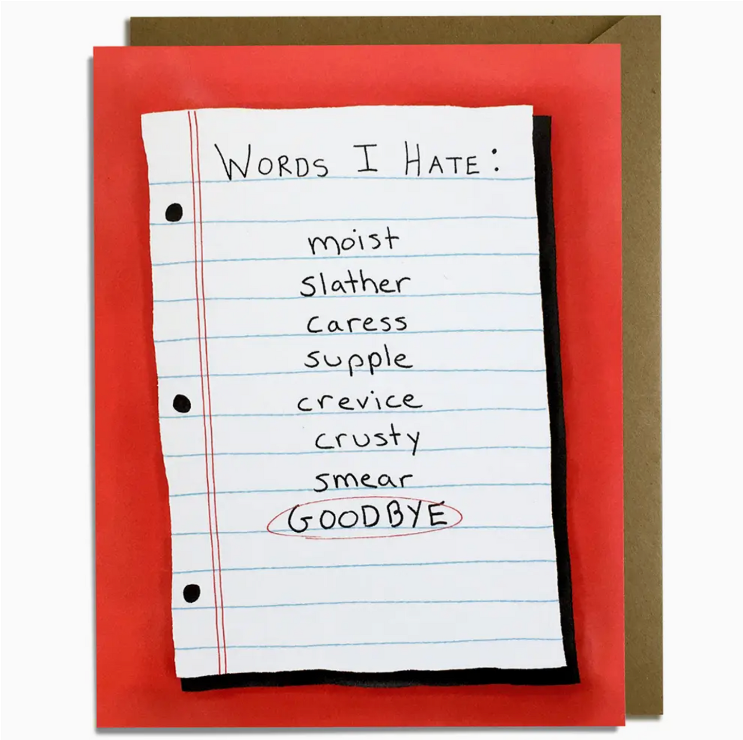 Words I Hate Goodbye Card