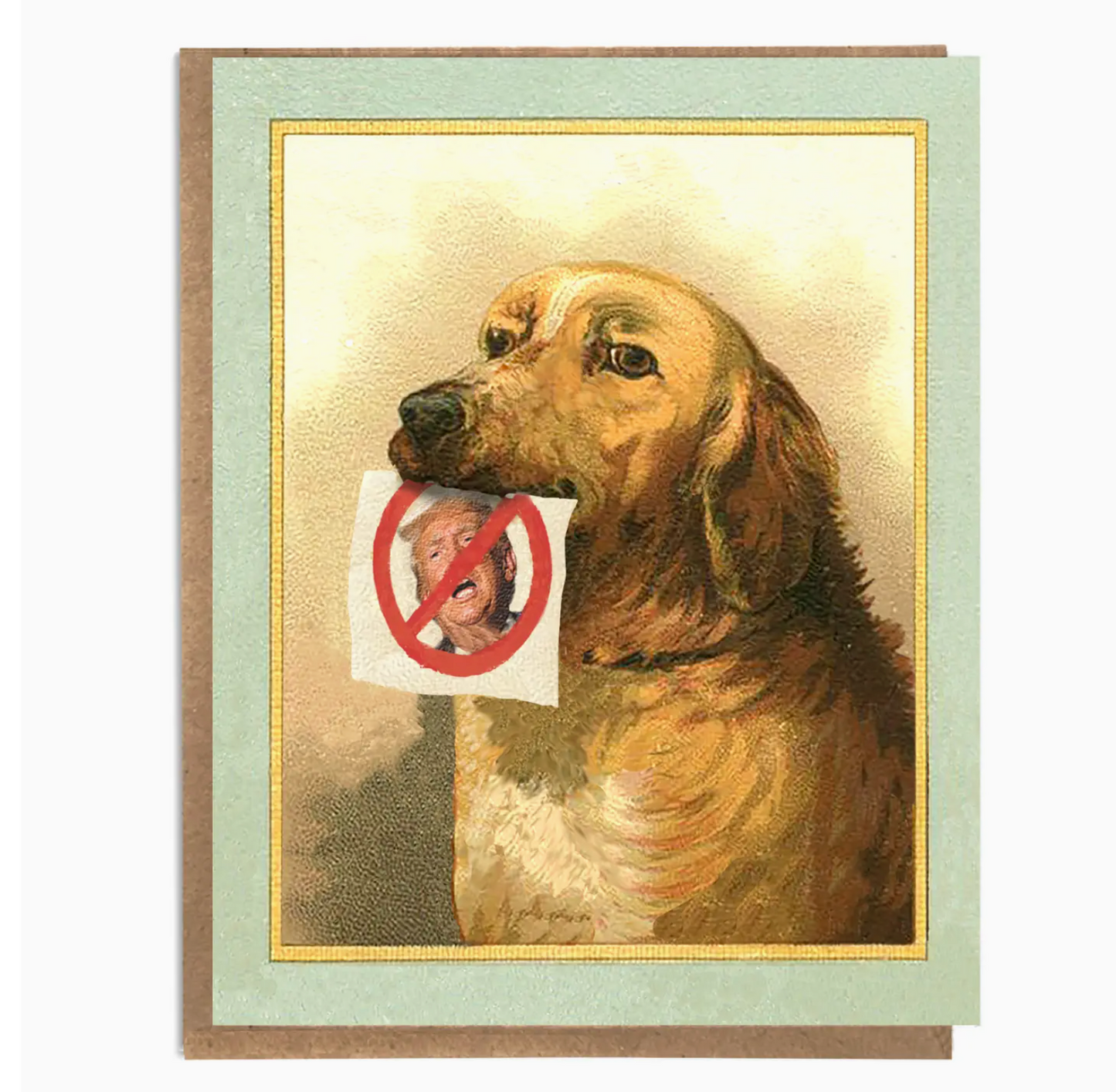 No Trump Dog; Victorian Anti-Trump Golden Retriever Card