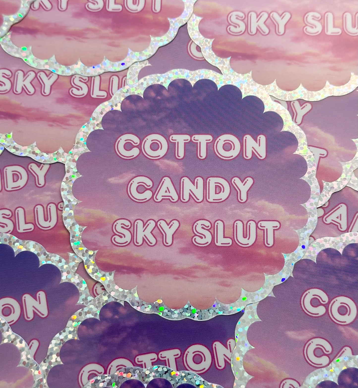 Cotton Candy Sky Slut Glitter Sticker