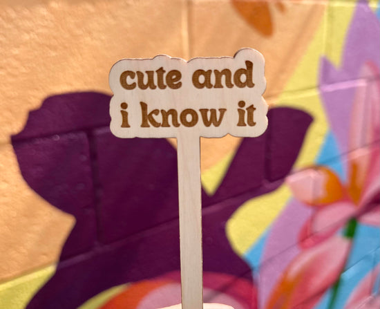 Cute And I Know It Wooden Plant Stake