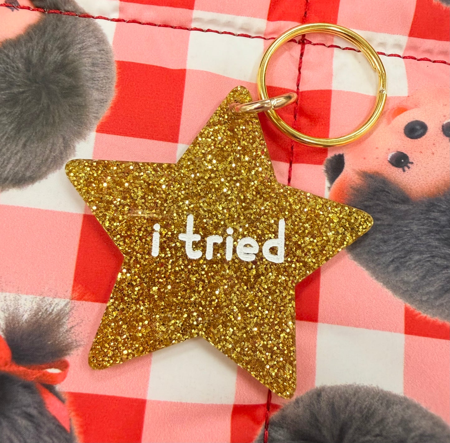 I Tried Gold Star Keychain