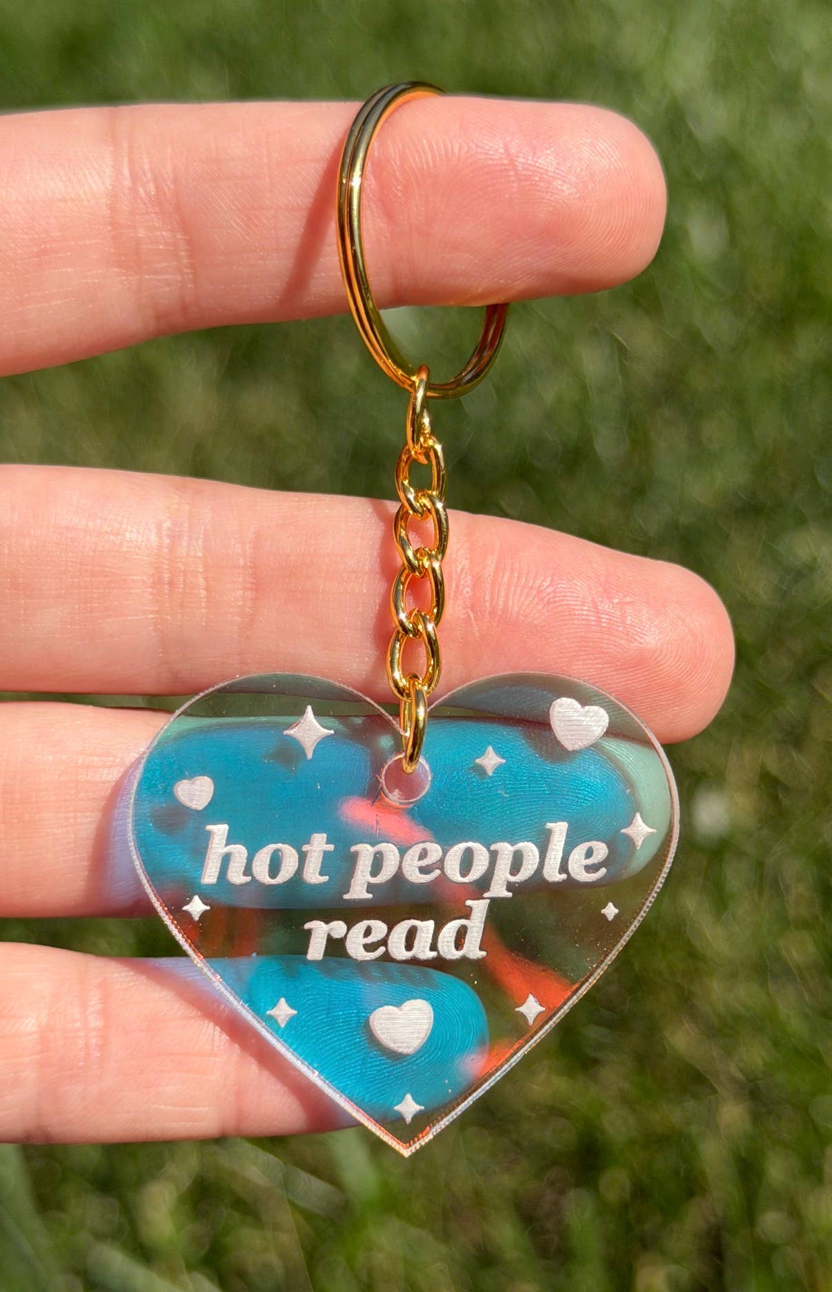 Hot People Read Iridescent  Keychain