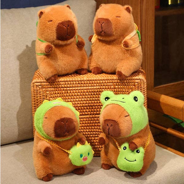Capybara Kawaii Matching Frog Hat & Purse Plushie