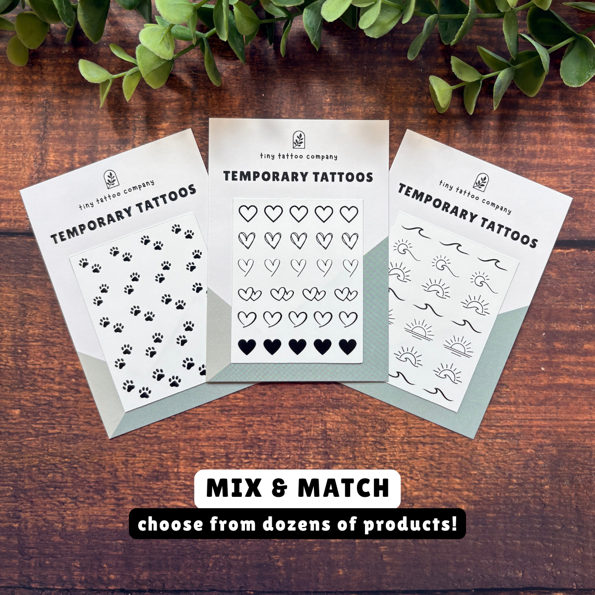 Mini Heart Temporary Tattoo Pack 🖤