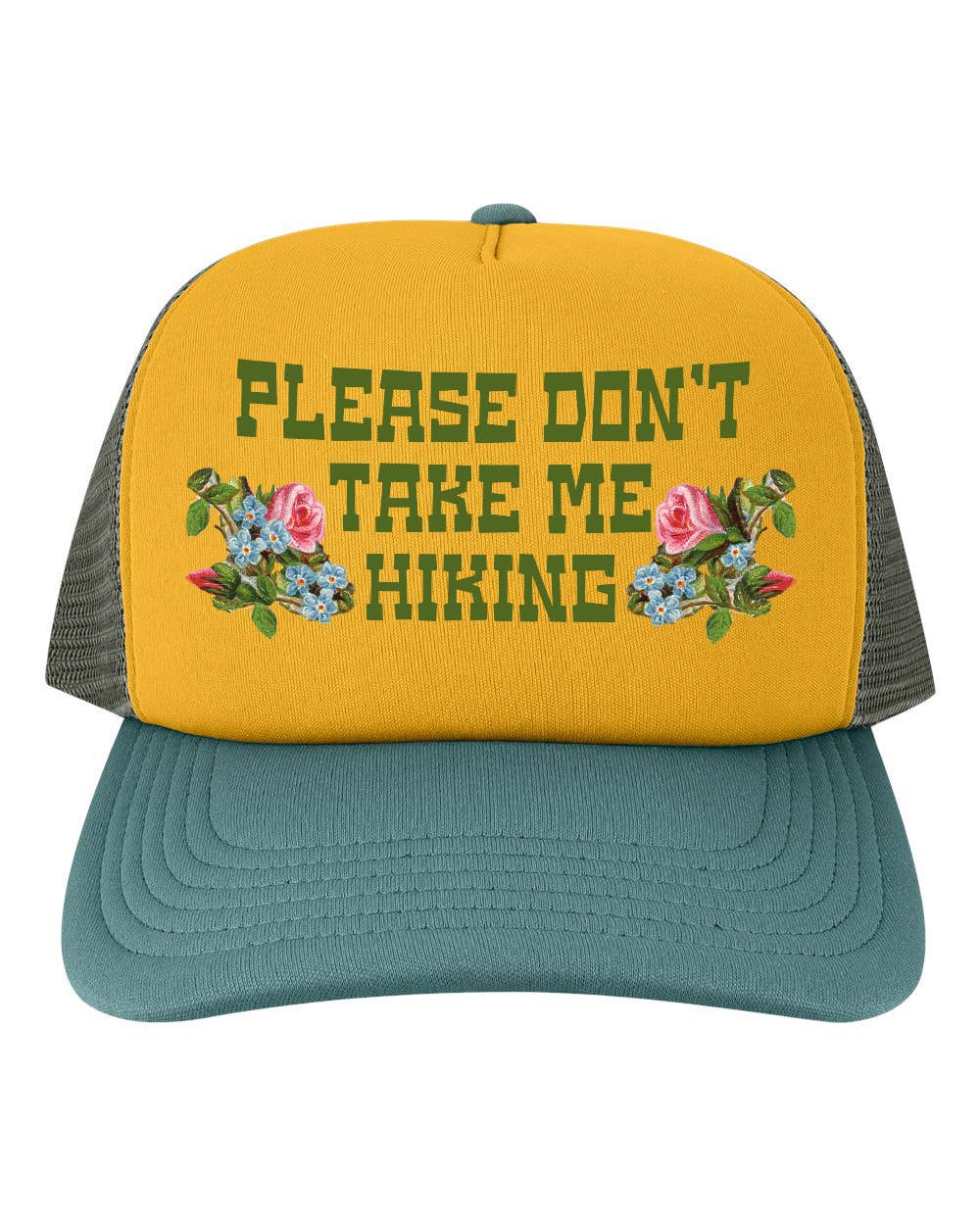 Please Don't Take Me Hiking Retro Trucker Hat (3 Colors Available)