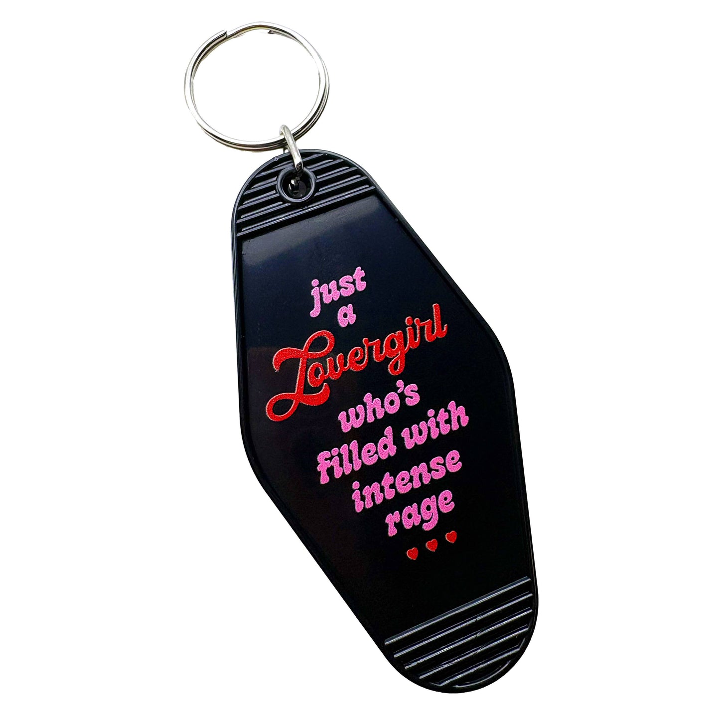 Just A Lovergirl With Intense Rage Motel Tag Keychain