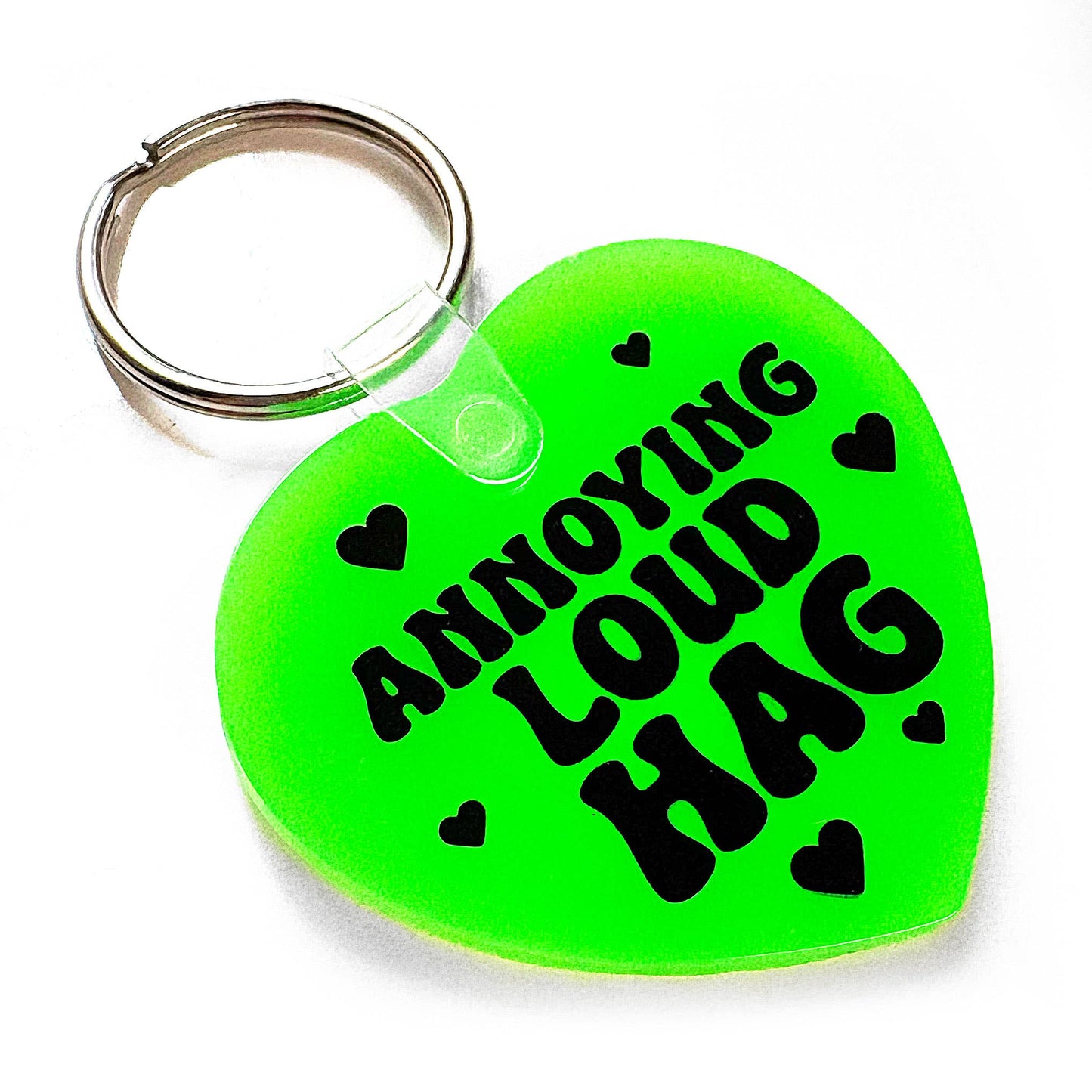 Annoying Loud Hag Heart Shaped Vinyl Keychain