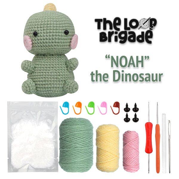 DIY Mini Crochet Plush Toy Complete Kit For Beginners - Noah the Dinosaur
