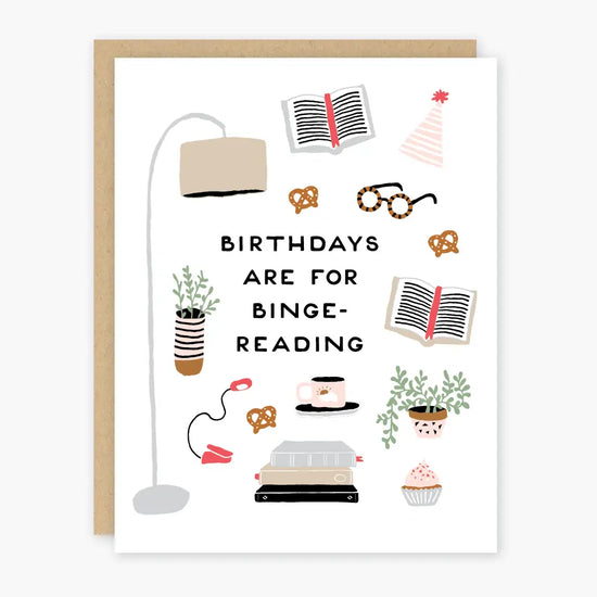 Binge-Reading Birthday Card