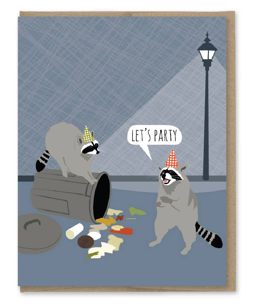 Lets Party Raccoon Birthday Card
