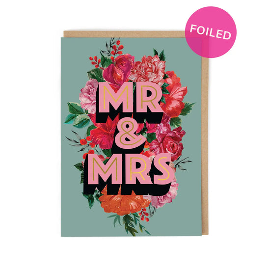 Load image into Gallery viewer, Mr. &amp;amp; Mrs. Wedding Foiled Card
