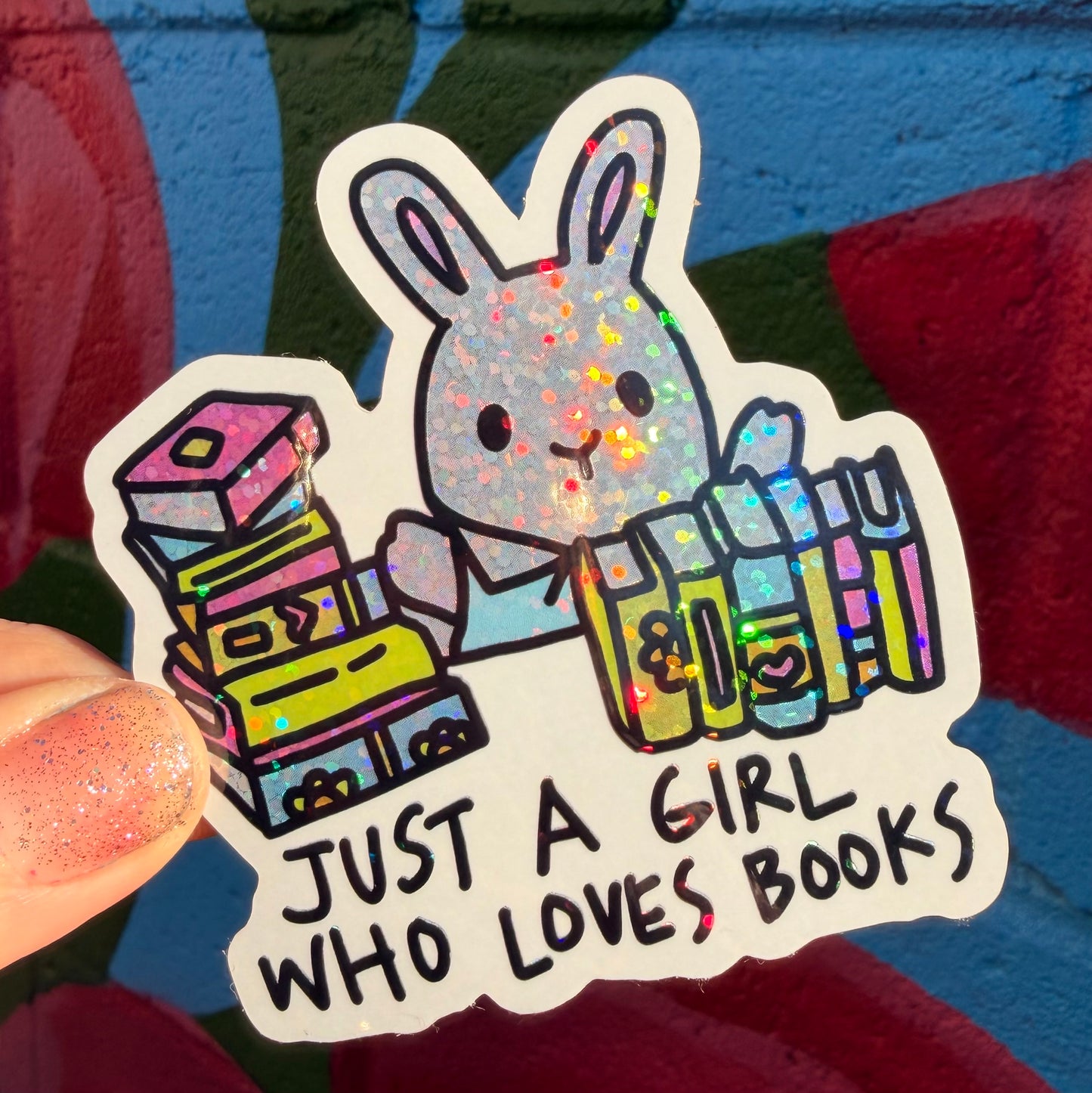 Just A Girl Who Loves Books Glitter Sticker