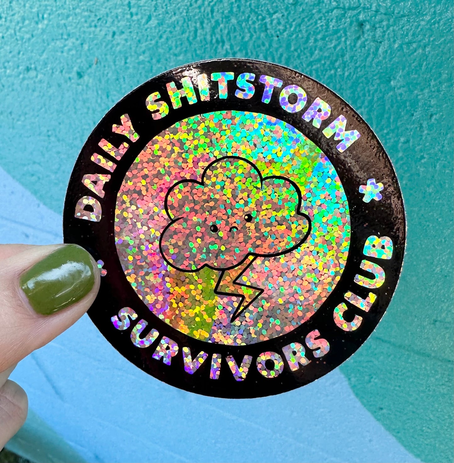 Daily Shitstorm Survivors Club Glitter Sticker