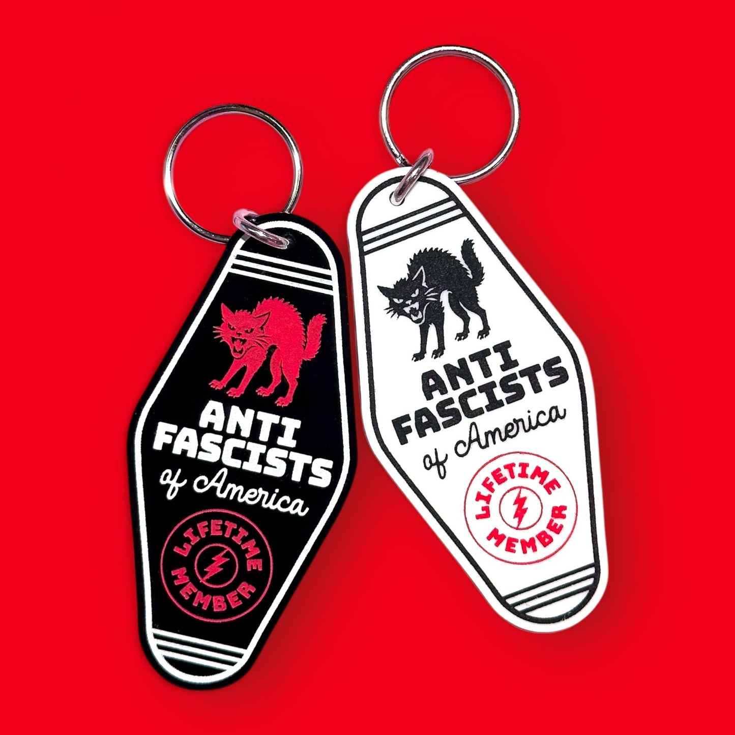 Anti Fascists of America Black Keychain