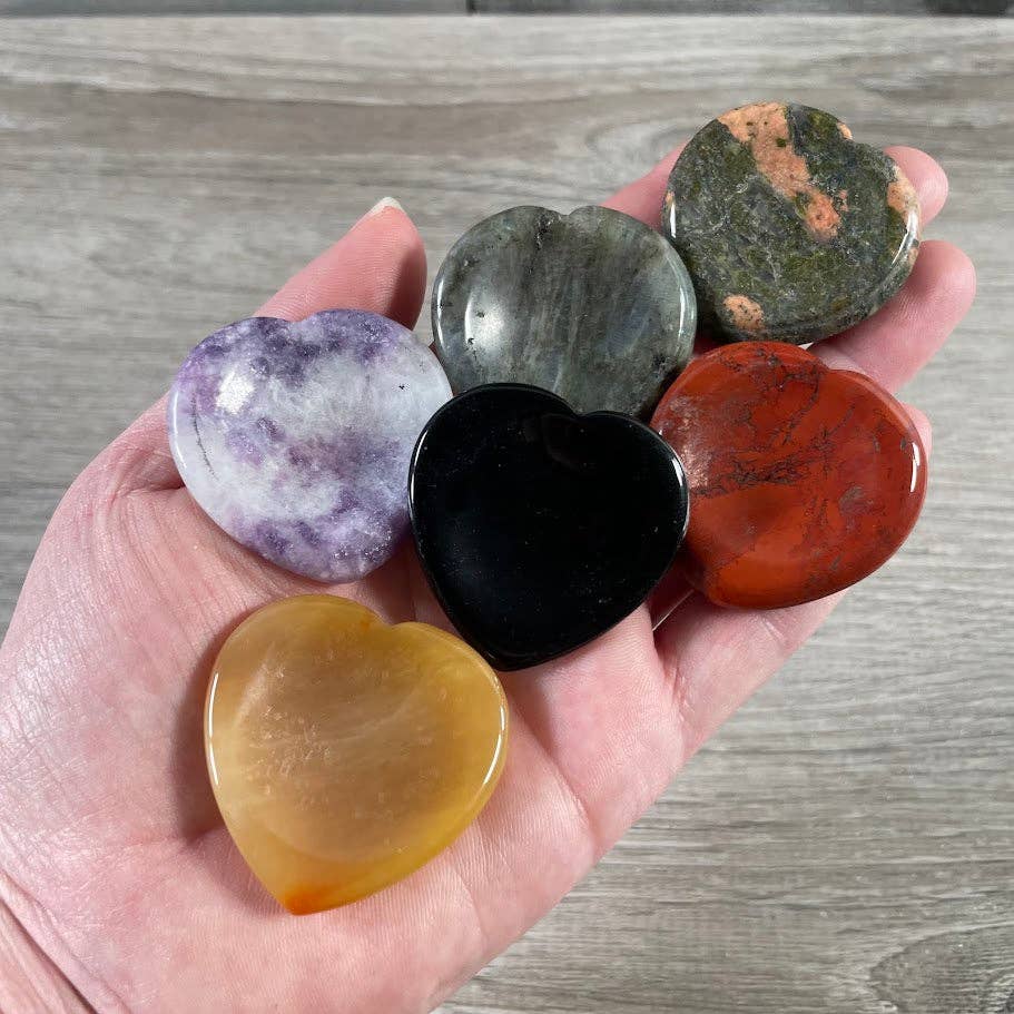 Heart Shaped Worry Stone Crystal Surprise Pull