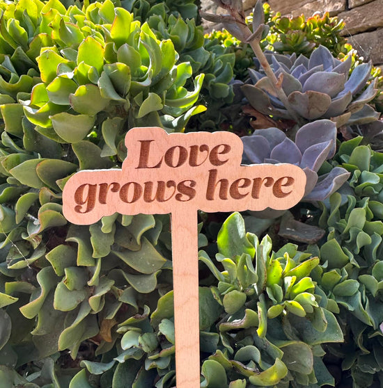 Love Grows Here Wooden Plant Stake