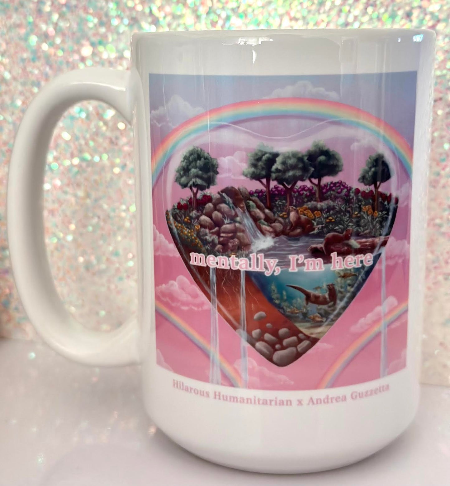 Load image into Gallery viewer, Perfect World Otters 15 oz Mug - Hilarious Humanitarian X Andrea Guzzetta Exclusive
