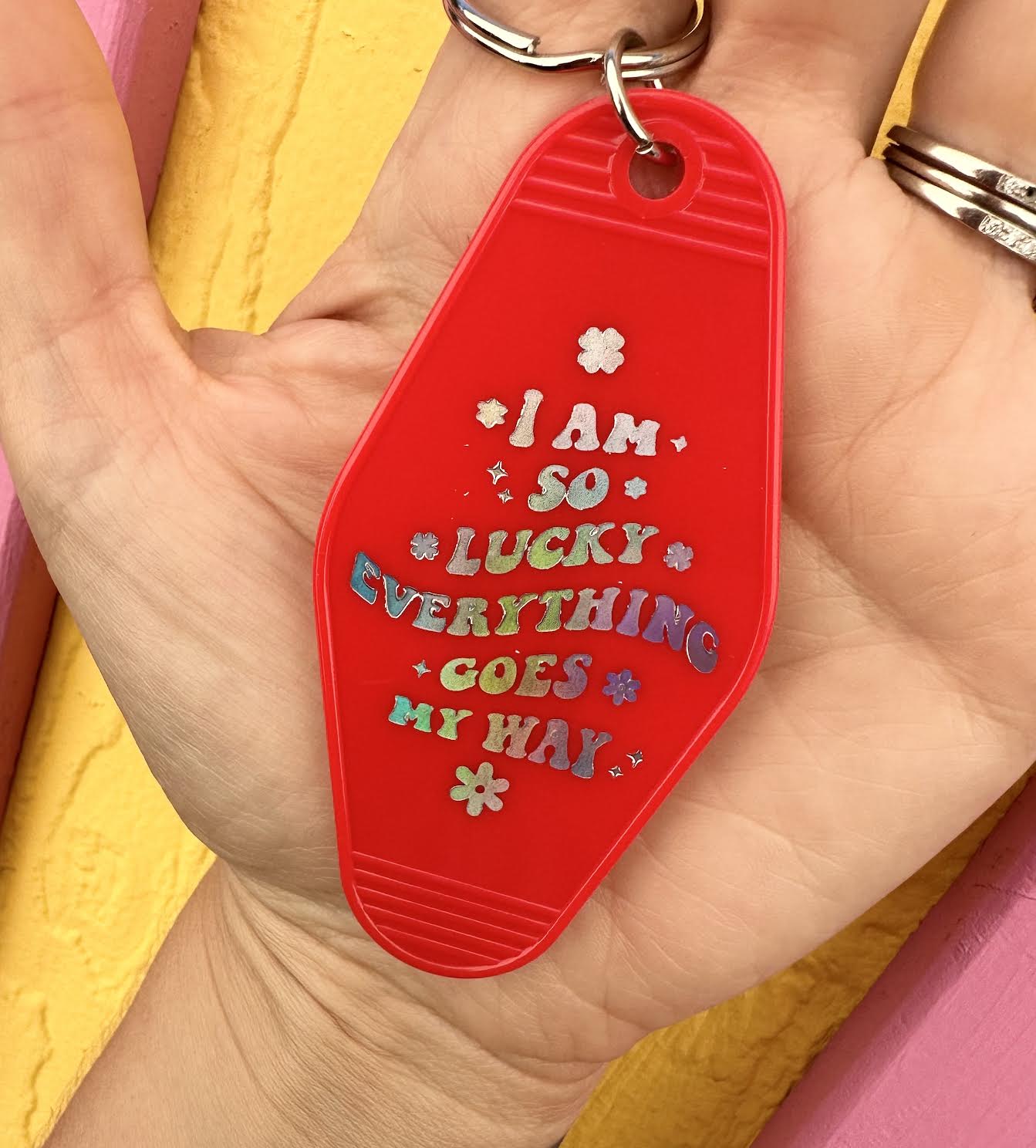 Load image into Gallery viewer, I Am So Lucky Everything Goes My Way Motel Keychain
