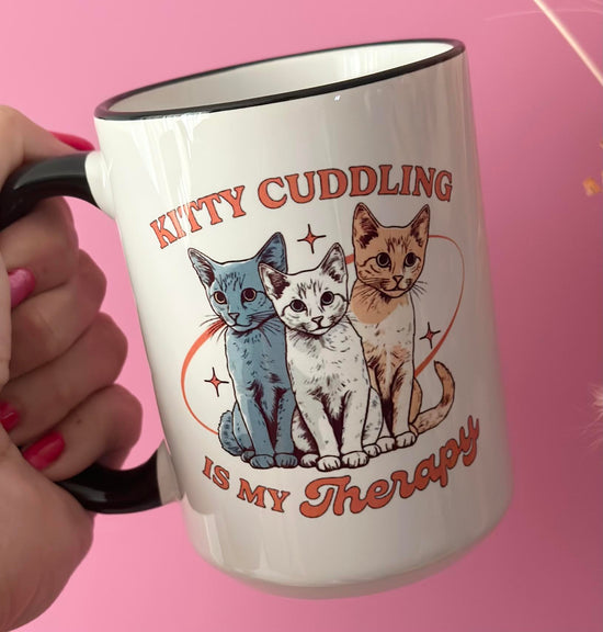 Kitty Cuddling Is My Therapy 15 oz Mug
