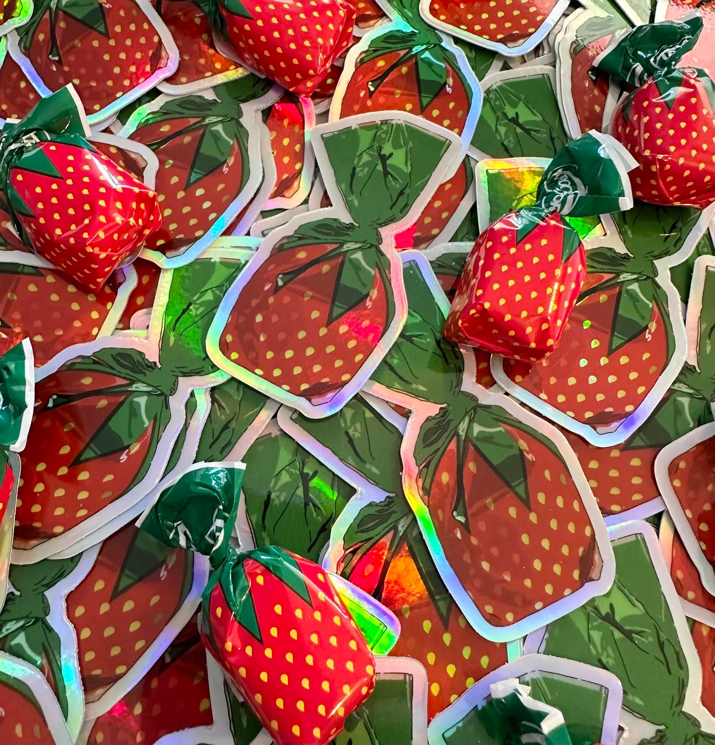 Strawberry Candy Holographic Sticker