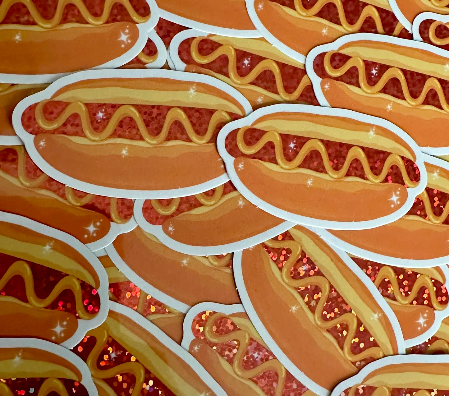 Hot Dog Glitter Sticker