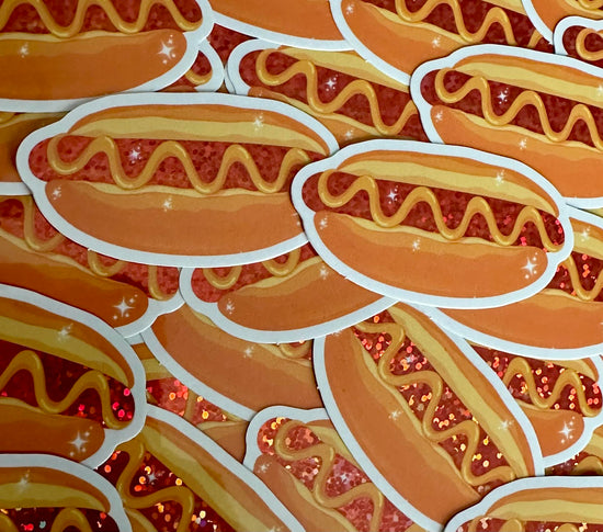 Hot Dog Glitter Sticker