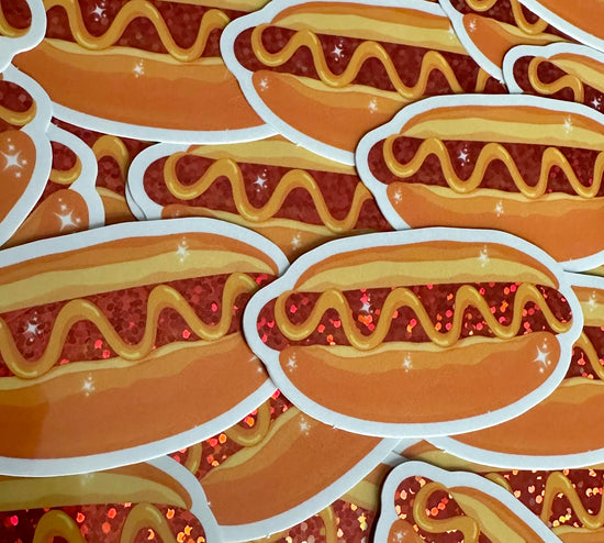 Hot Dog Glitter Sticker