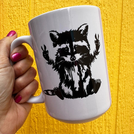 Peace Raccoon Mug 15 oz Mug