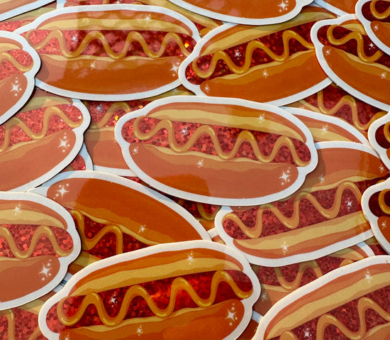 Hot Dog Glitter Sticker