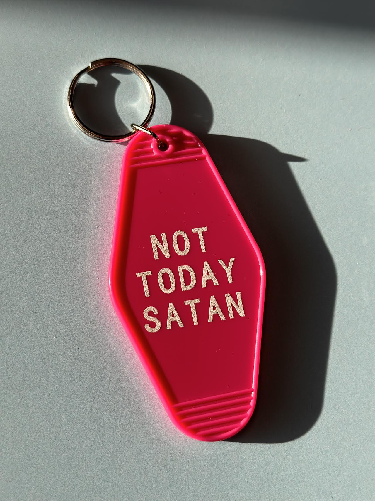 Not Today Satan Motel Style Keychain (Pink)