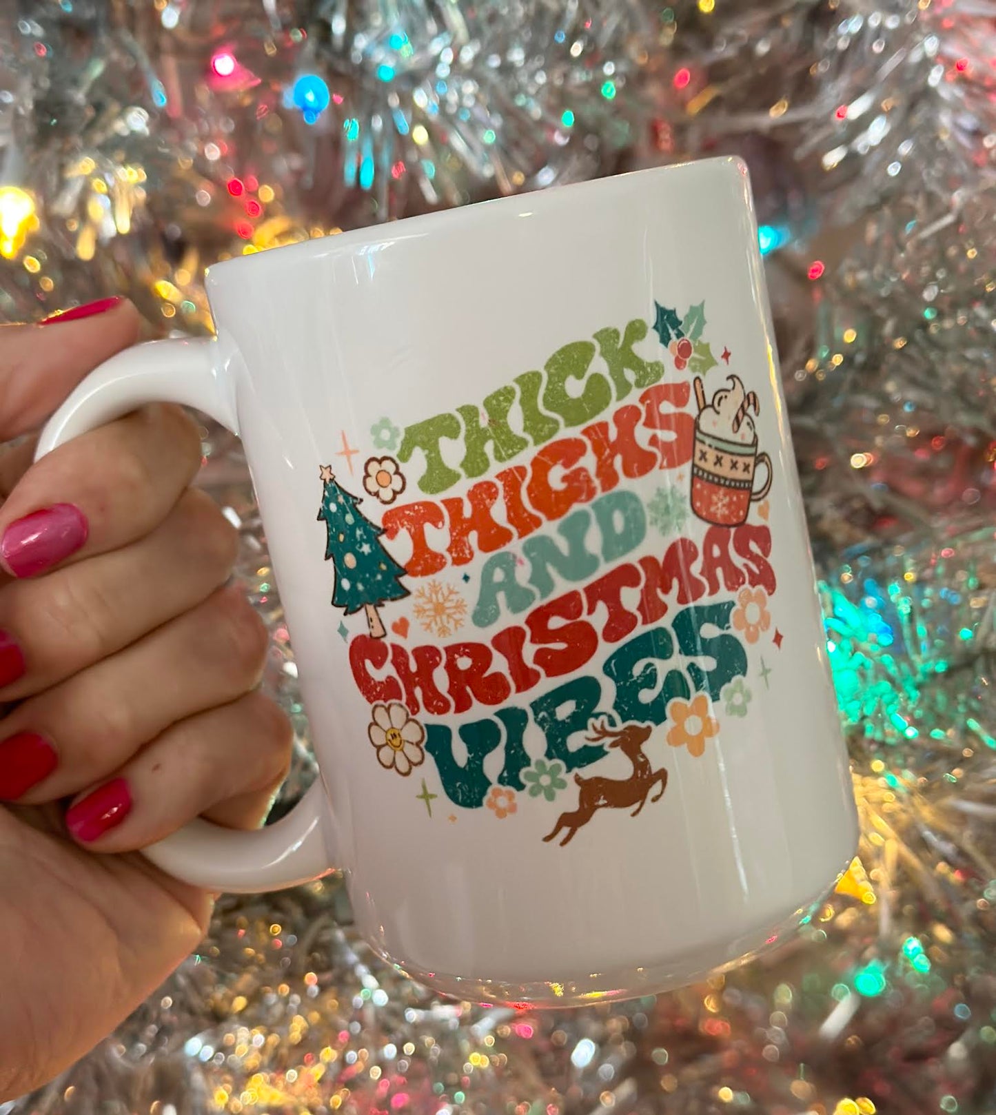 Thick Thighs & Christmas Vibes 15 oz Mug