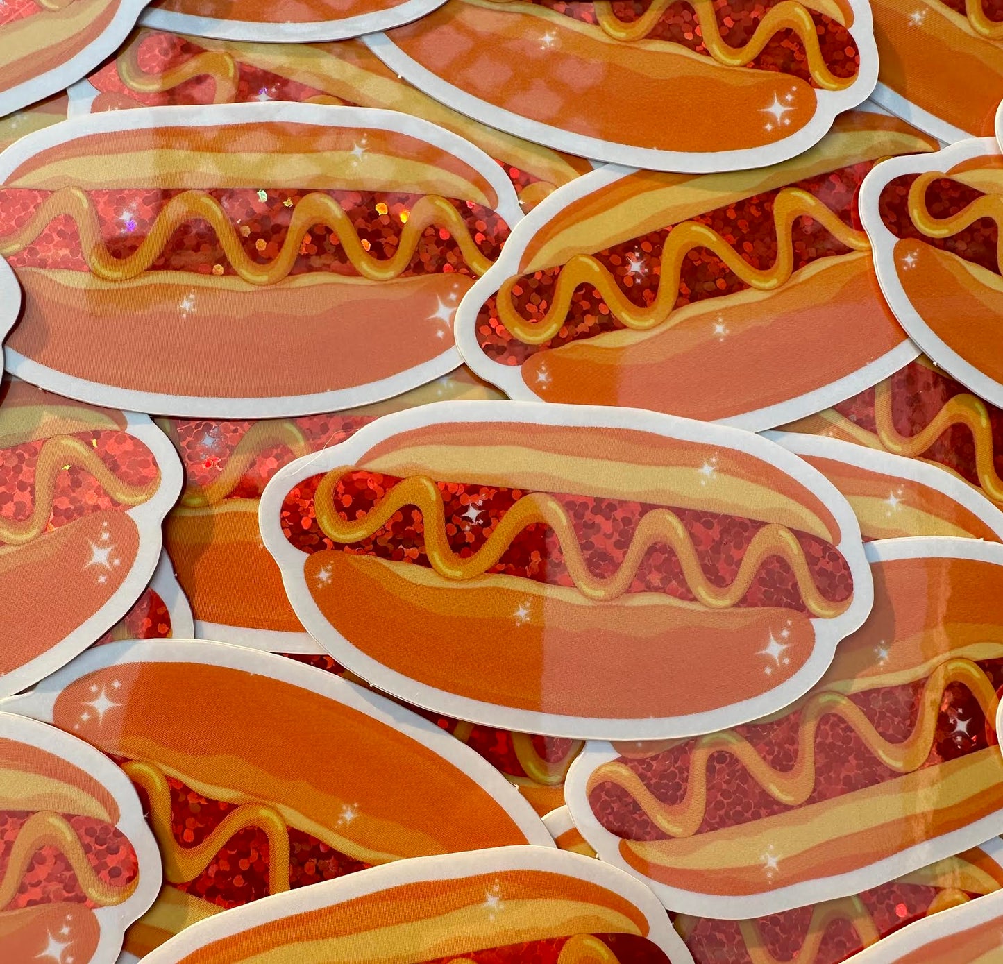 Hot Dog Glitter Sticker