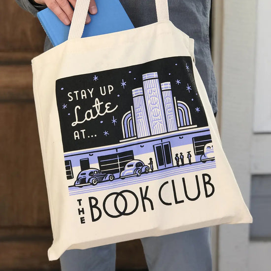 Load image into Gallery viewer, Stay Up Late At the Book Club Tote Bag
