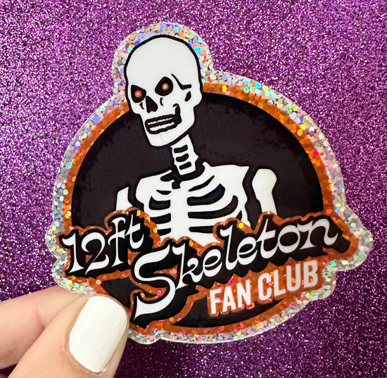 12ft Skeleton Fan Club Glitter Holographic Sticker