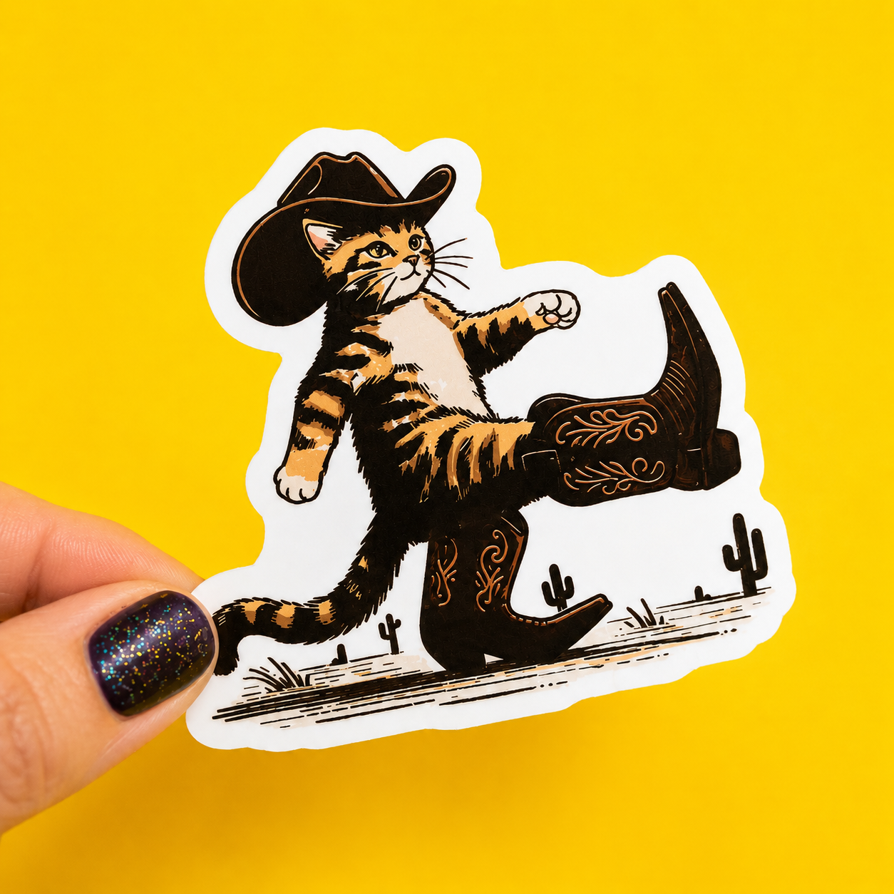 Cowboy Cat Kicker Sticker