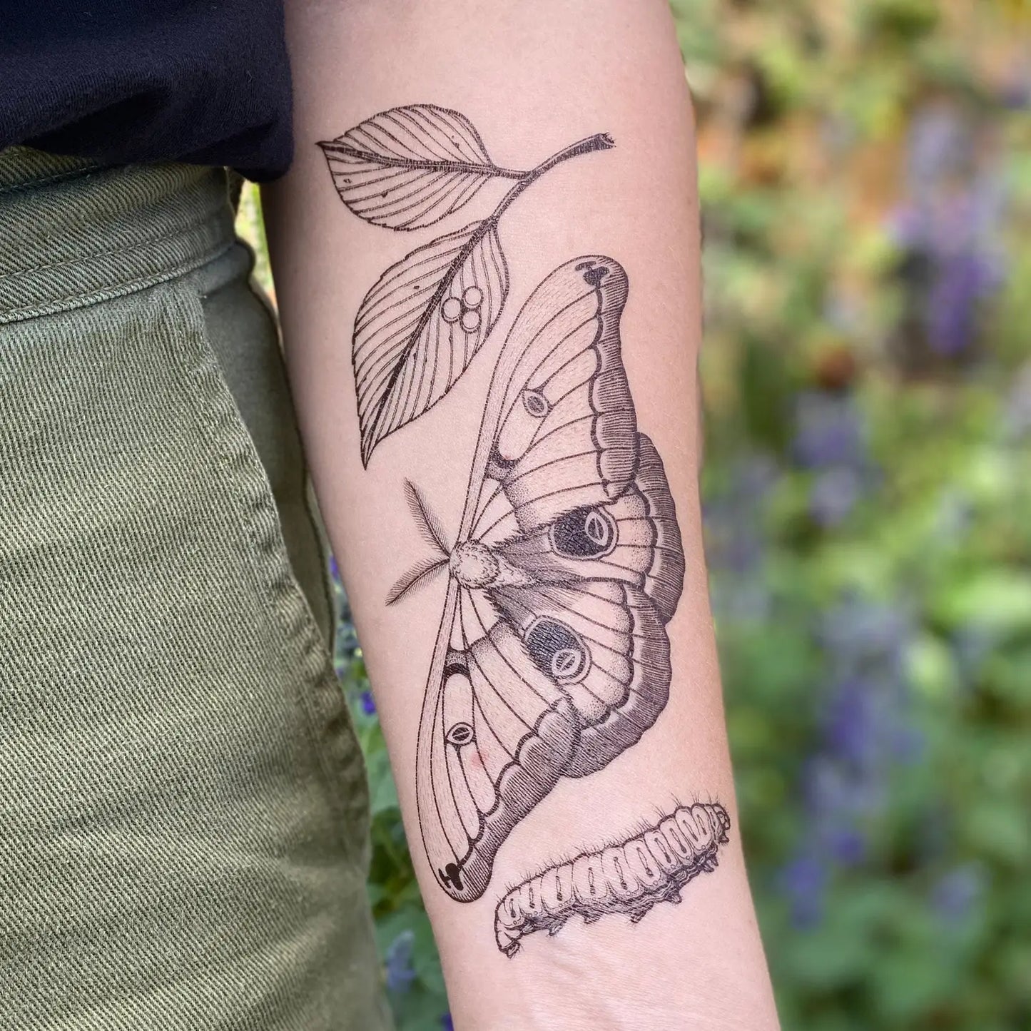 Load image into Gallery viewer, Polyphemus Moth Temporary Tattoos
