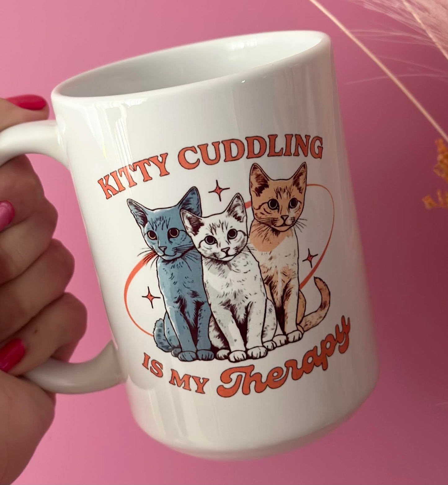 Kitty Cuddling Is My Therapy 15 oz Mug