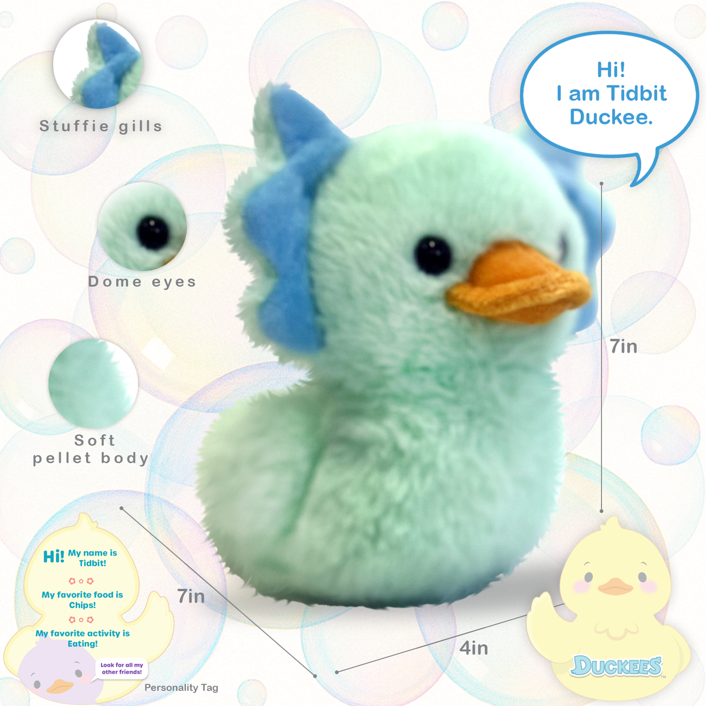 Duckee Axolotyl Tidbit Plushie
